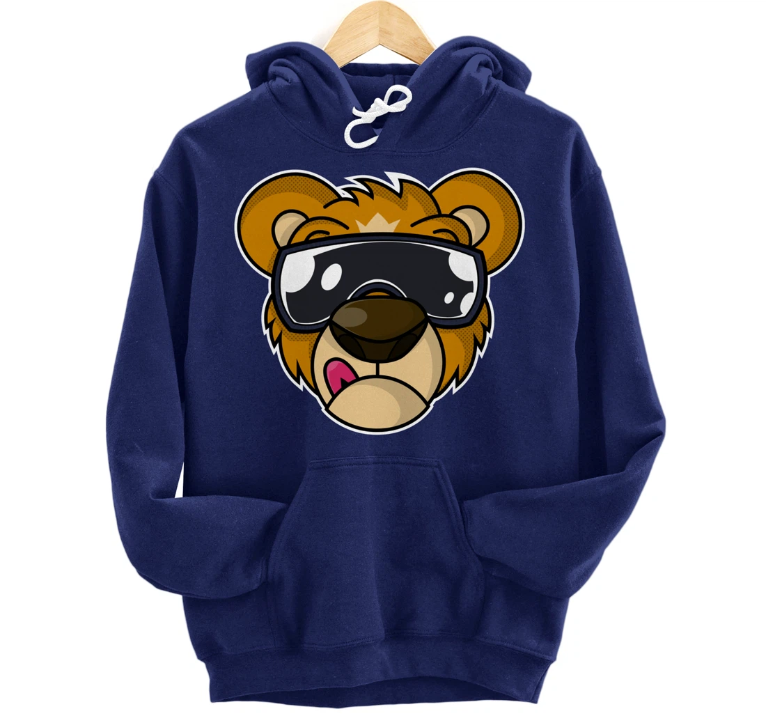 Cool Teddy Bear with Tongue Out Pullover Hoodie