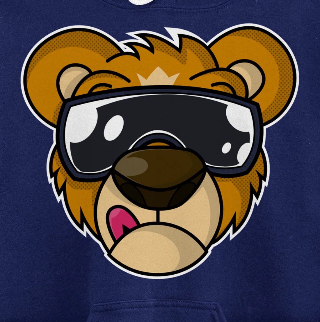 Cool Teddy Bear with Tongue Out Pullover Hoodie