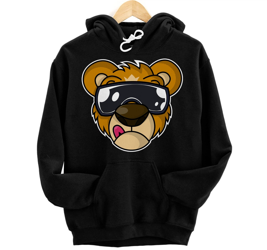 Cool Teddy Bear with Tongue Out Pullover Hoodie