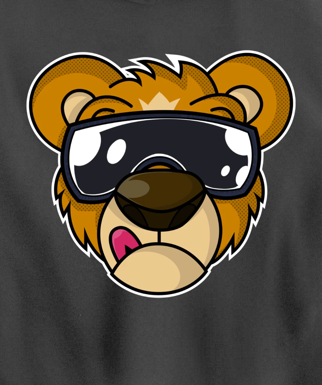 Cool Teddy Bear with Tongue Out Pullover Hoodie