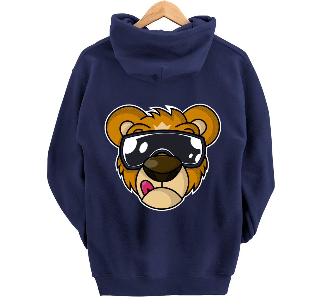 Cool Teddy Bear with Tongue Out Pullover Hoodie
