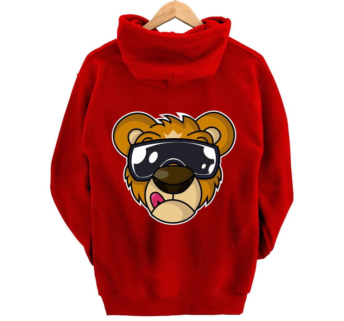 Cool Teddy Bear with Tongue Out Pullover Hoodie