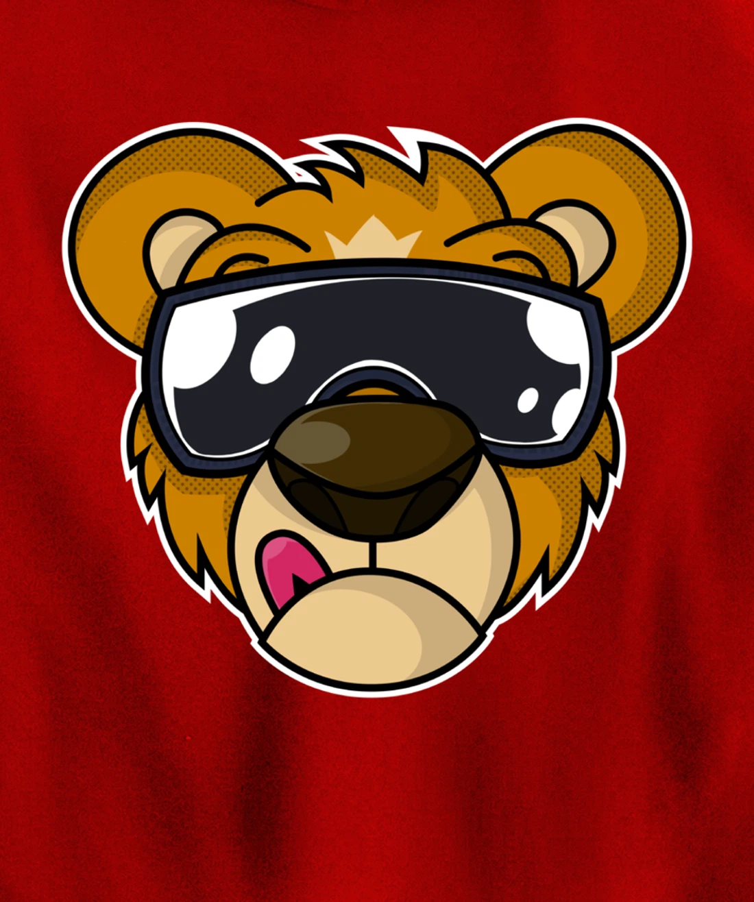 Cool Teddy Bear with Tongue Out Pullover Hoodie