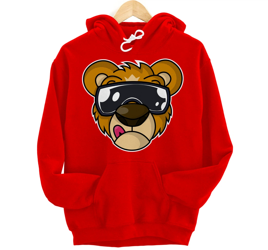 Cool Teddy Bear with Tongue Out Pullover Hoodie