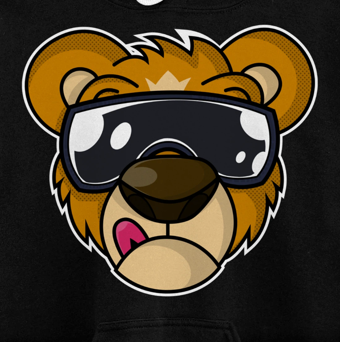 Cool Teddy Bear with Tongue Out Pullover Hoodie