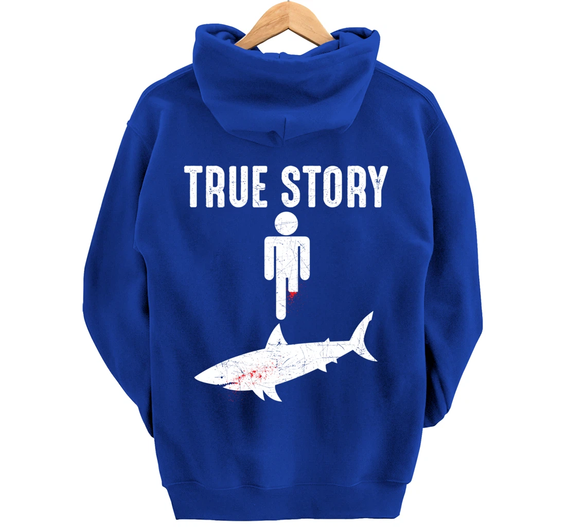 True Story: Shark Bit The Man's Leg Funny Leg Amputee Pullover Hoodie