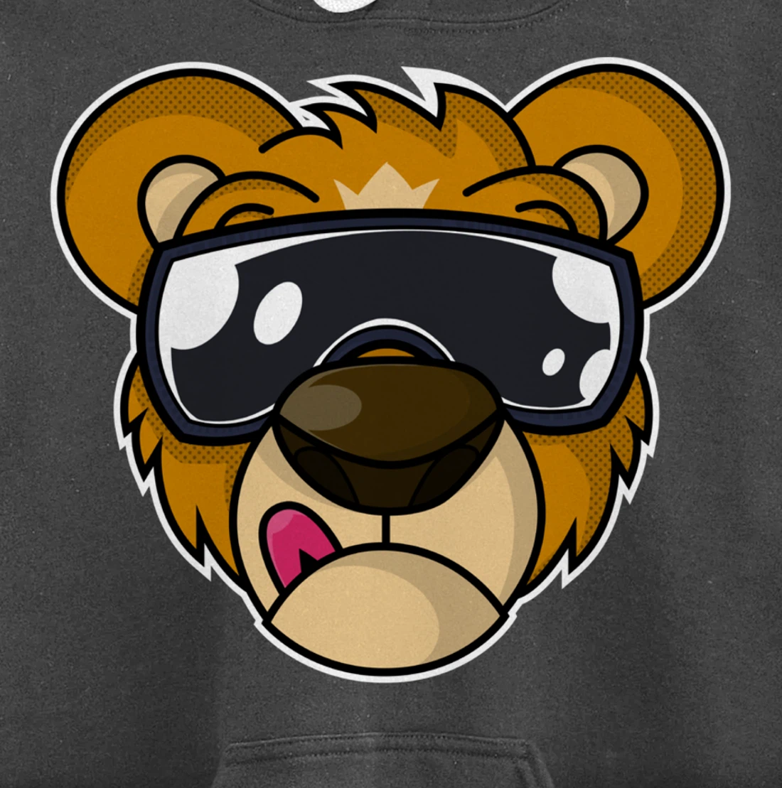 Cool Teddy Bear with Tongue Out Pullover Hoodie