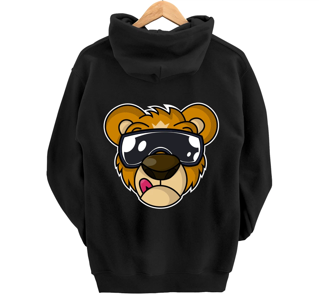 Cool Teddy Bear with Tongue Out Pullover Hoodie