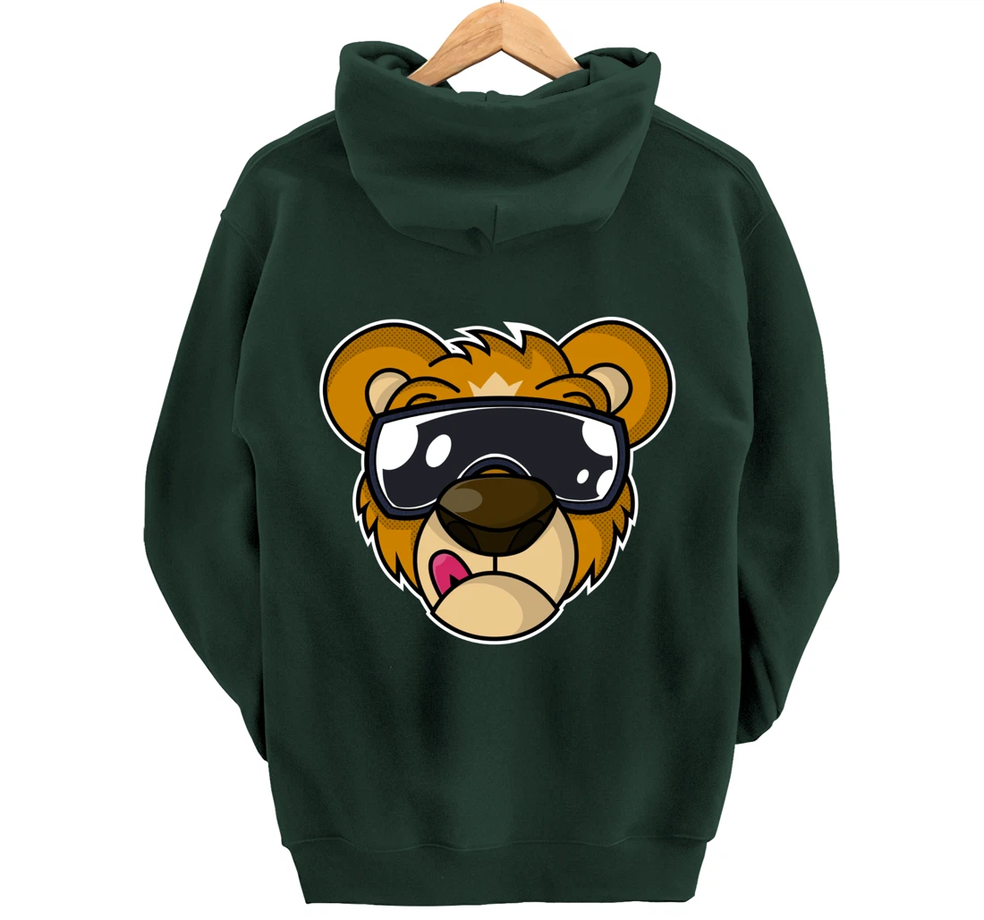 Cool Teddy Bear with Tongue Out Pullover Hoodie