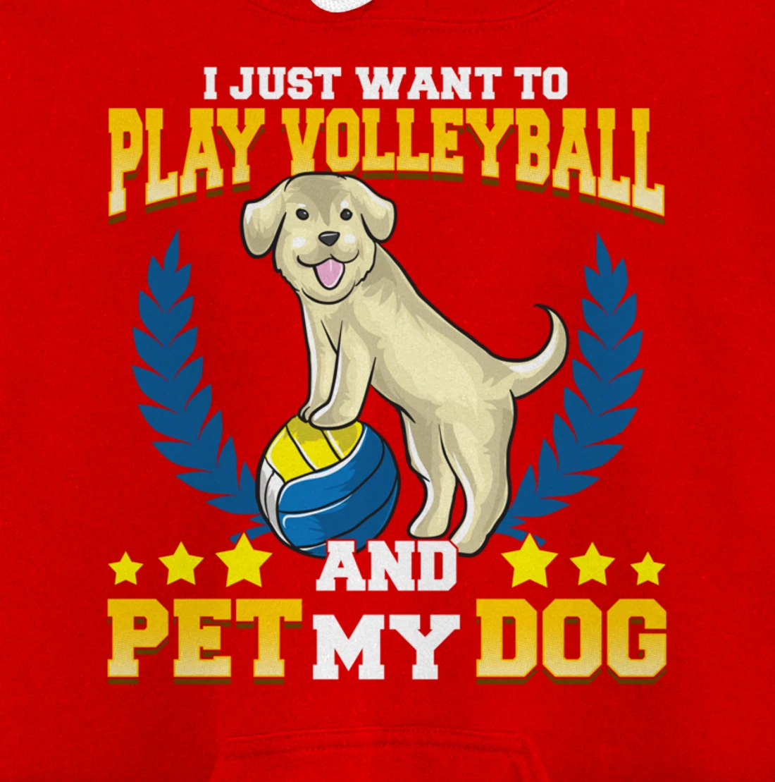Cute & Funny I Just Want To Play Volleyball and Pet My Dog Pullover Hoodie
