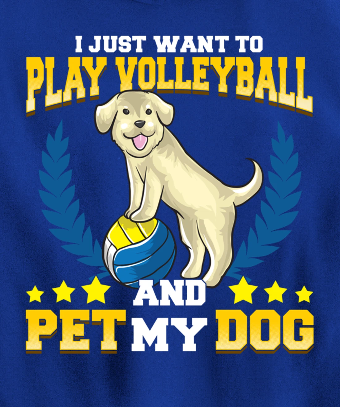 Cute & Funny I Just Want To Play Volleyball and Pet My Dog Pullover Hoodie