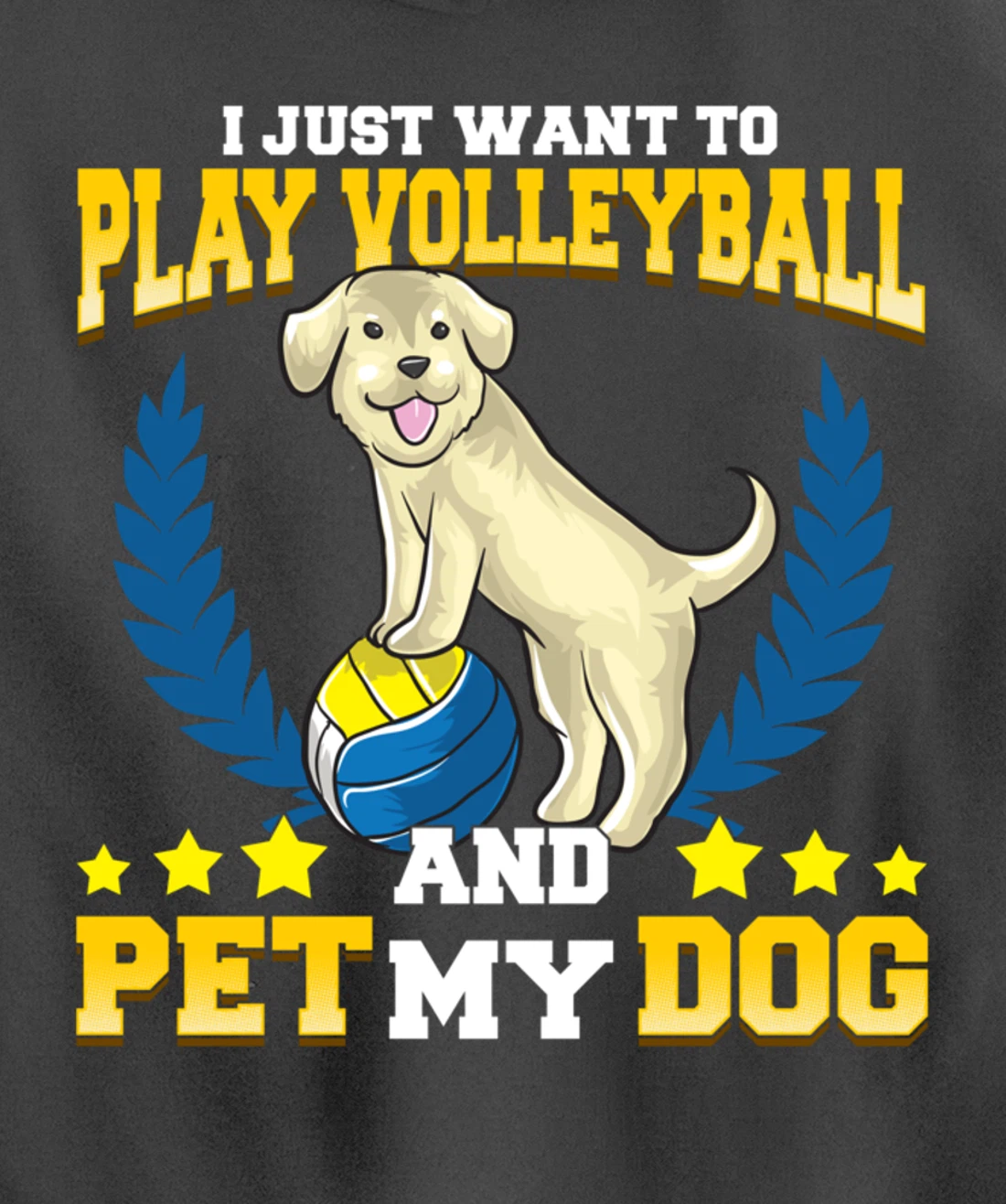 Cute & Funny I Just Want To Play Volleyball and Pet My Dog Pullover Hoodie
