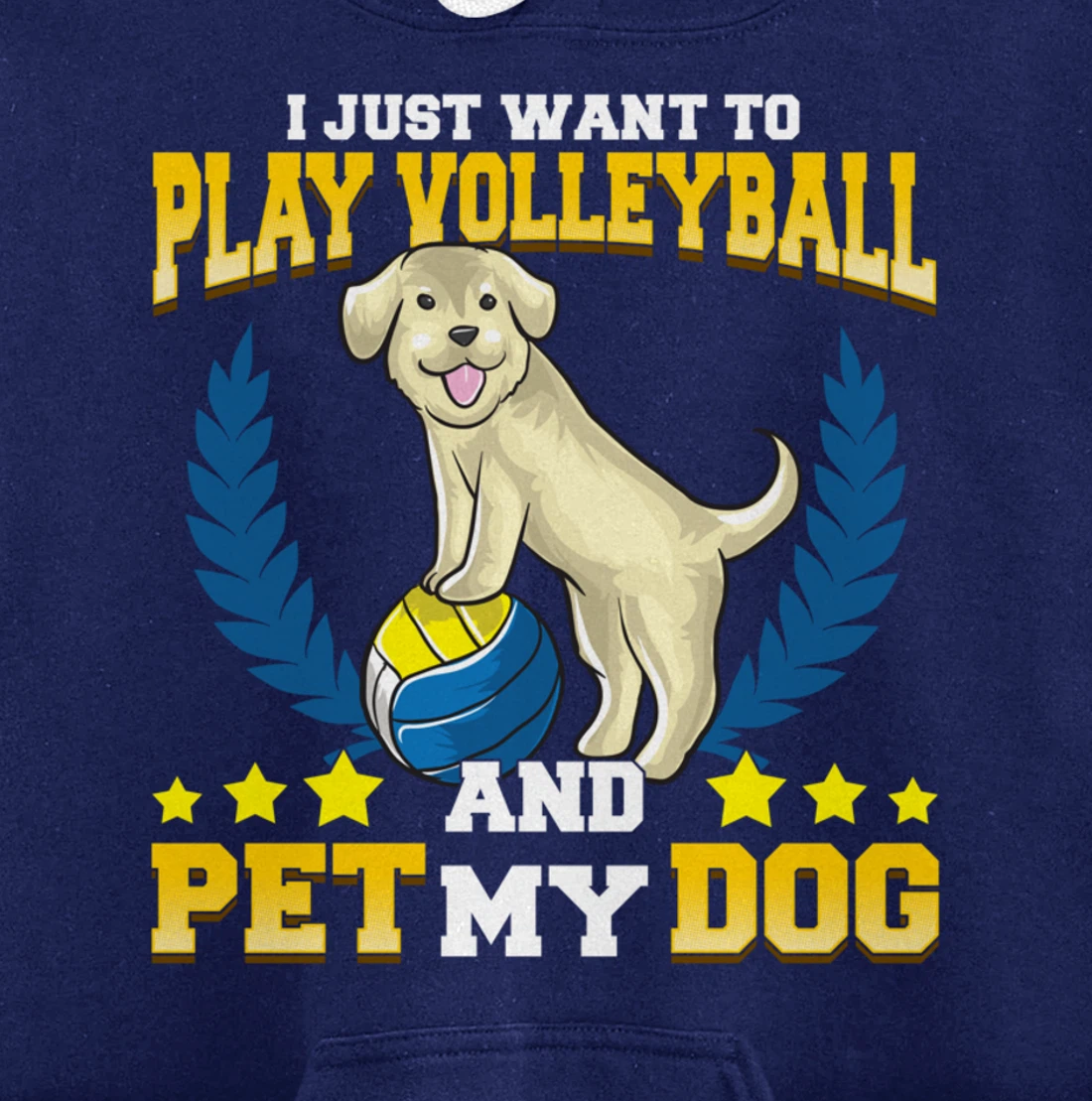 Cute & Funny I Just Want To Play Volleyball and Pet My Dog Pullover Hoodie