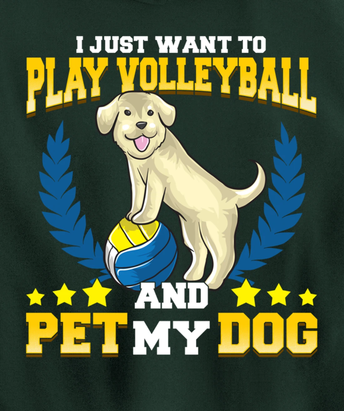 Cute & Funny I Just Want To Play Volleyball and Pet My Dog Pullover Hoodie
