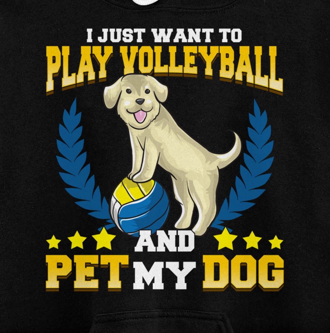 Cute & Funny I Just Want To Play Volleyball and Pet My Dog Pullover Hoodie