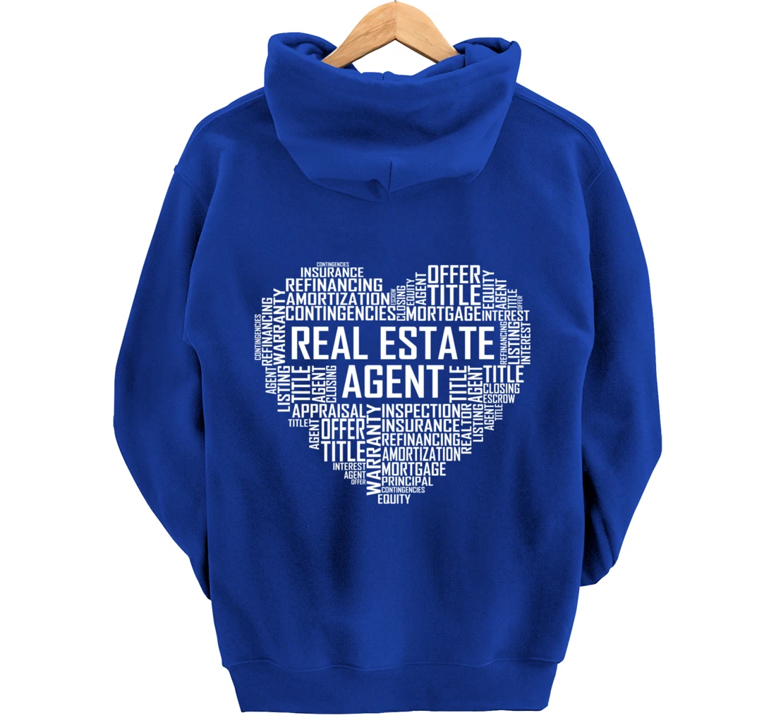Proud Real Estate Agent Heart Gift House Seller Gifts Pullover Hoodie