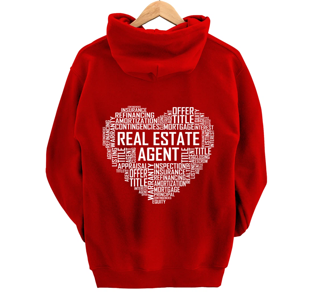 Proud Real Estate Agent Heart Gift House Seller Gifts Pullover Hoodie