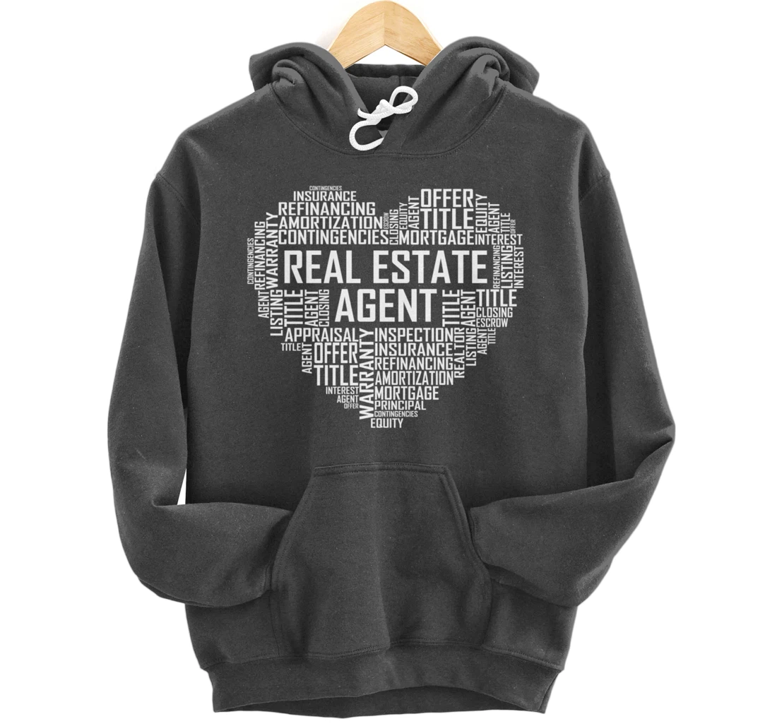 Proud Real Estate Agent Heart Gift House Seller Gifts Pullover Hoodie