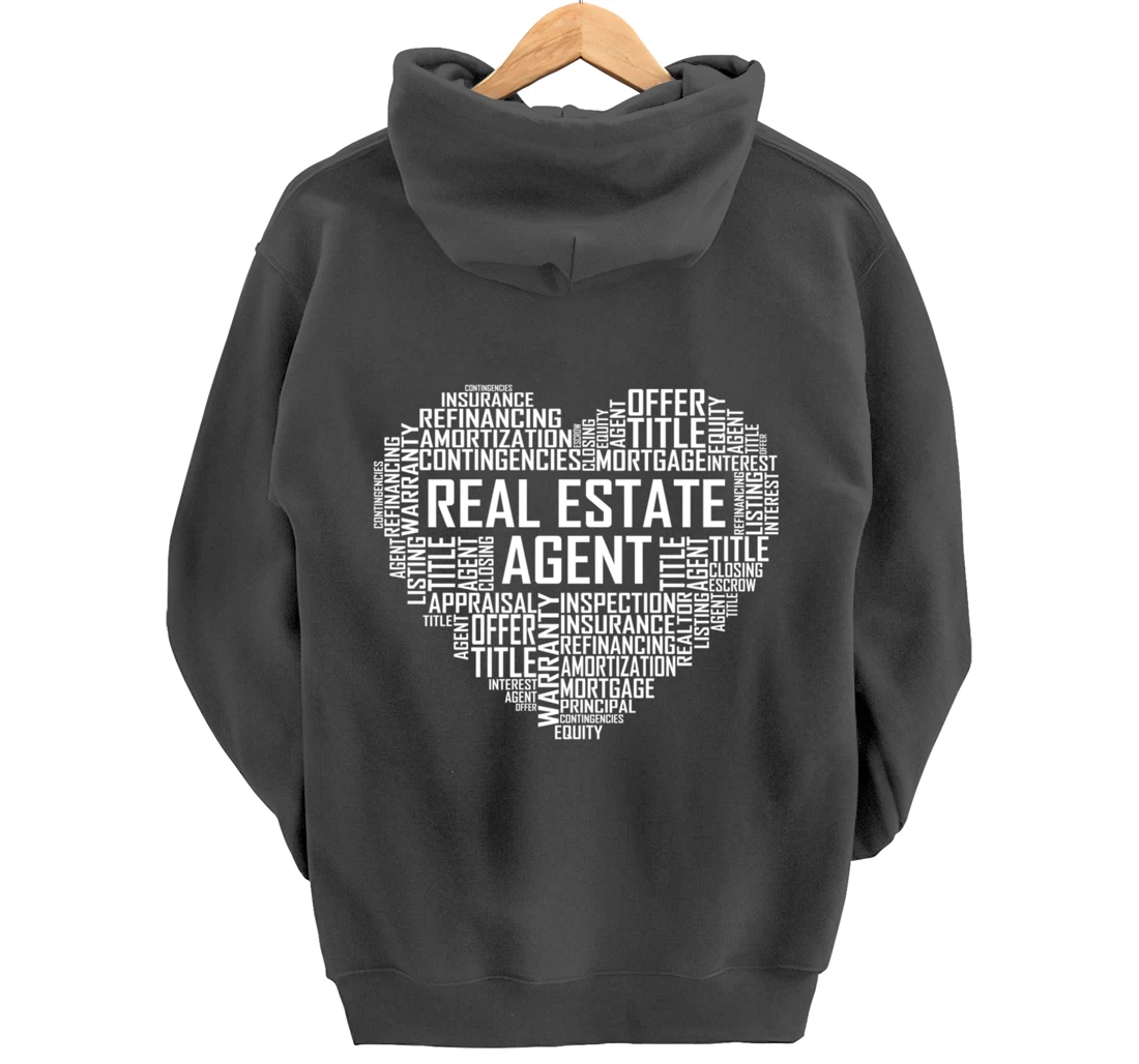 Proud Real Estate Agent Heart Gift House Seller Gifts Pullover Hoodie