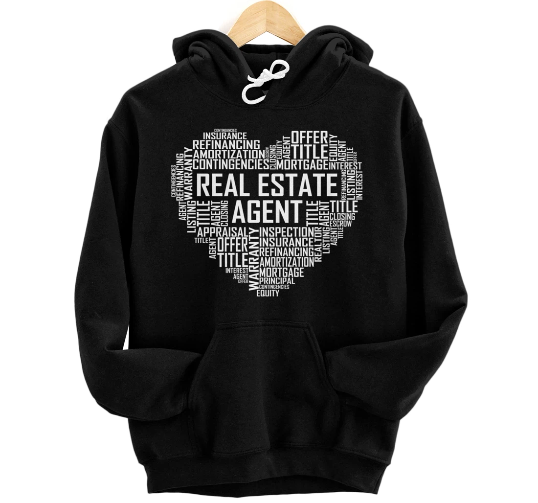 Proud Real Estate Agent Heart Gift House Seller Gifts Pullover Hoodie