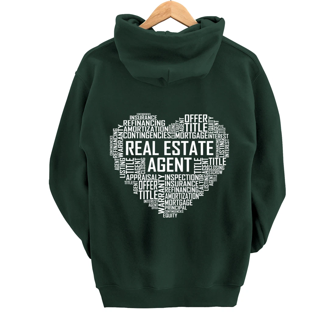 Proud Real Estate Agent Heart Gift House Seller Gifts Pullover Hoodie