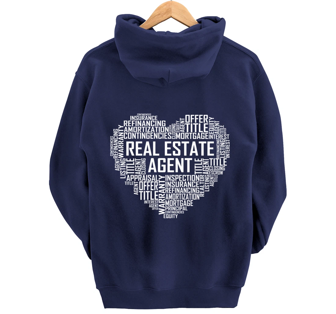 Proud Real Estate Agent Heart Gift House Seller Gifts Pullover Hoodie