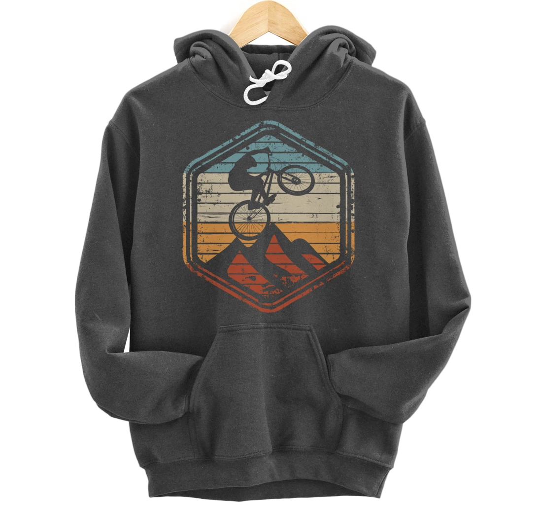 Mountain Bike Jump Vintage Retro Gift for MTB Biker Pullover Hoodie