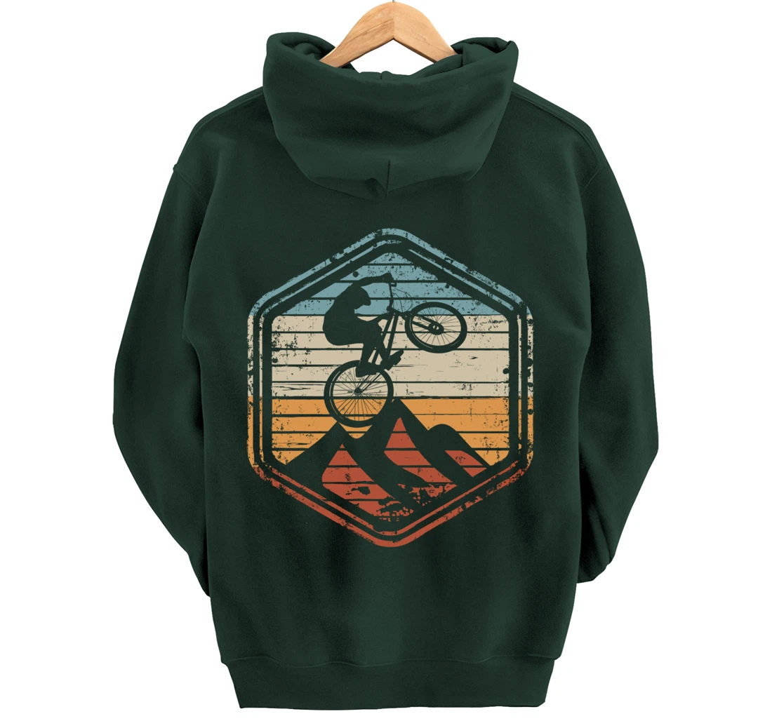 Mountain Bike Jump Vintage Retro Gift for MTB Biker Pullover Hoodie