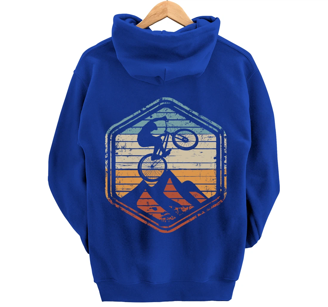 Mountain Bike Jump Vintage Retro Gift for MTB Biker Pullover Hoodie