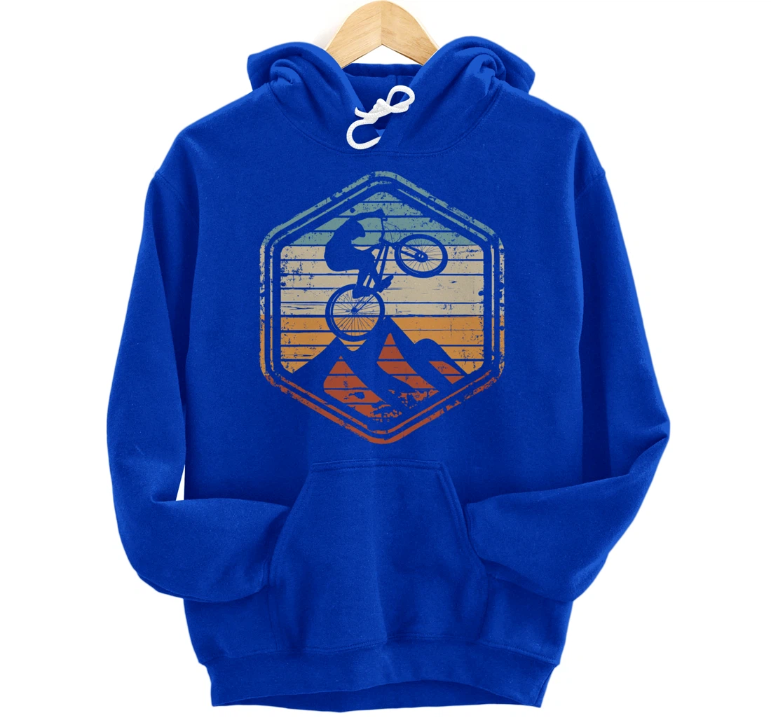 Mountain Bike Jump Vintage Retro Gift for MTB Biker Pullover Hoodie