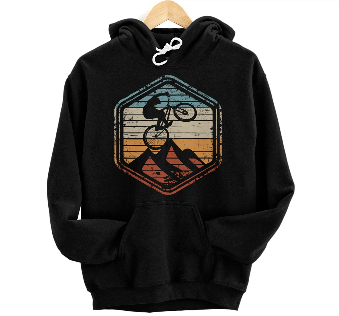 Mountain Bike Jump Vintage Retro Gift for MTB Biker Pullover Hoodie