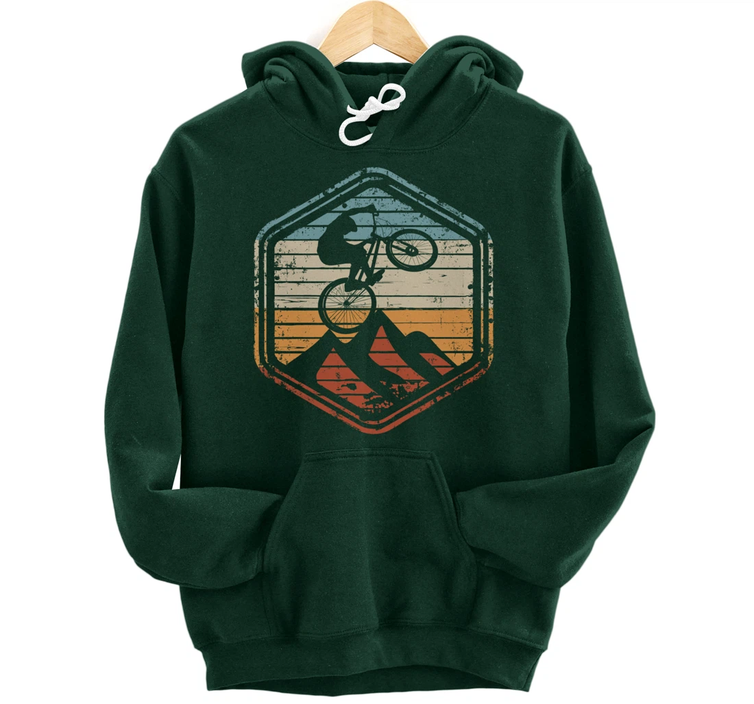 Mountain Bike Jump Vintage Retro Gift for MTB Biker Pullover Hoodie