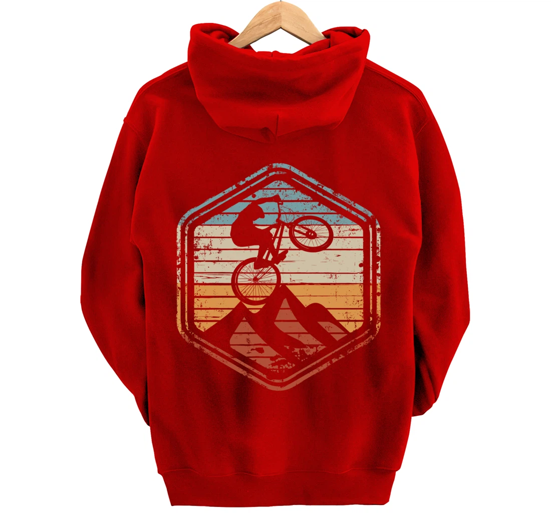 Mountain Bike Jump Vintage Retro Gift for MTB Biker Pullover Hoodie