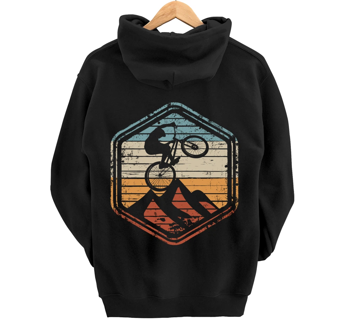 Mountain Bike Jump Vintage Retro Gift for MTB Biker Pullover Hoodie