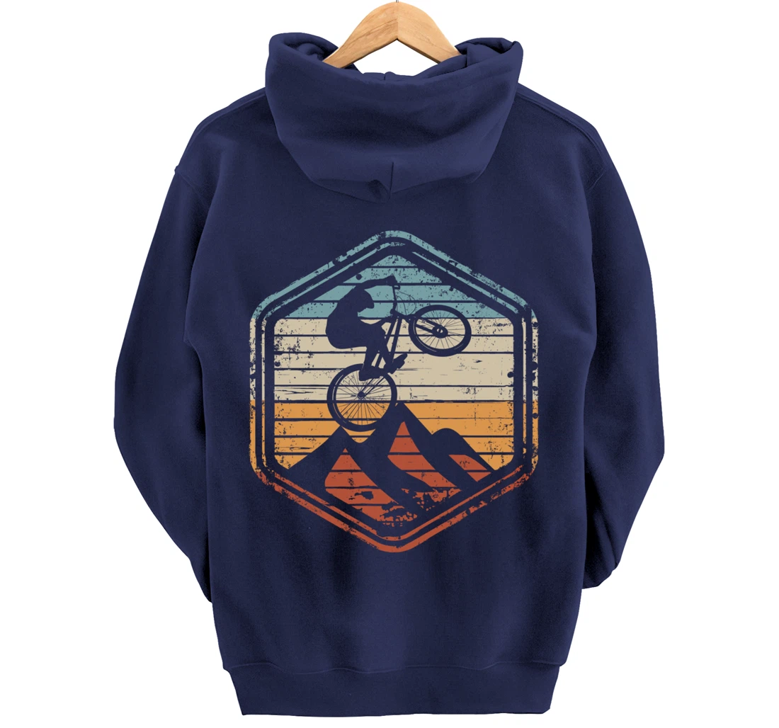 Mountain Bike Jump Vintage Retro Gift for MTB Biker Pullover Hoodie
