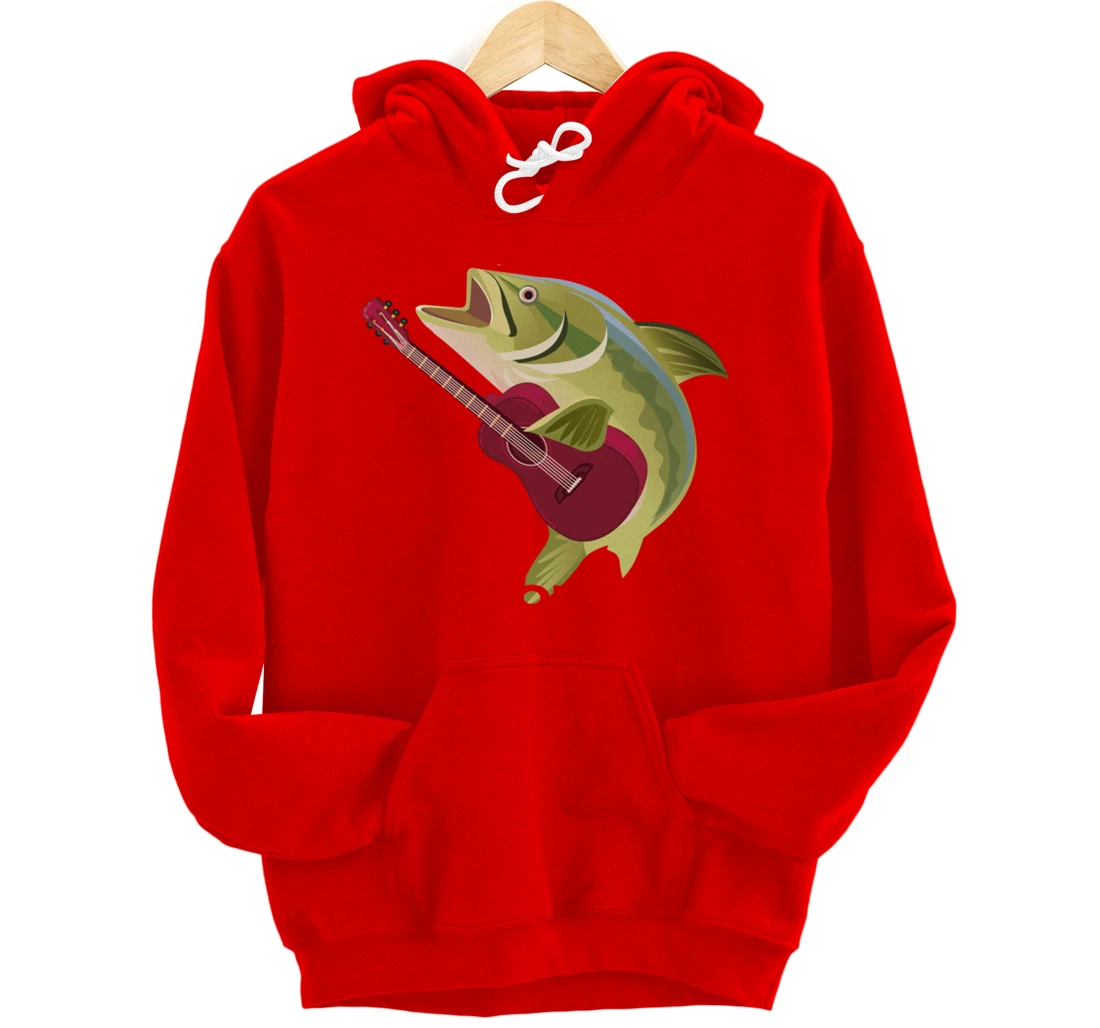 Fish Playing Acoustic Guitar Musical Fans Band Lover Pullover Hoodie