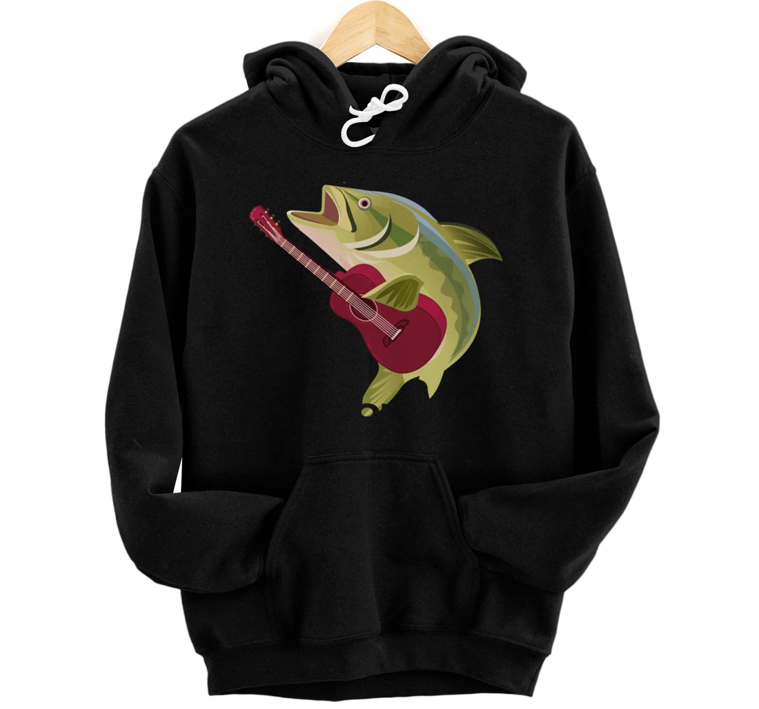 Fish Playing Acoustic Guitar Musical Fans Band Lover Pullover Hoodie