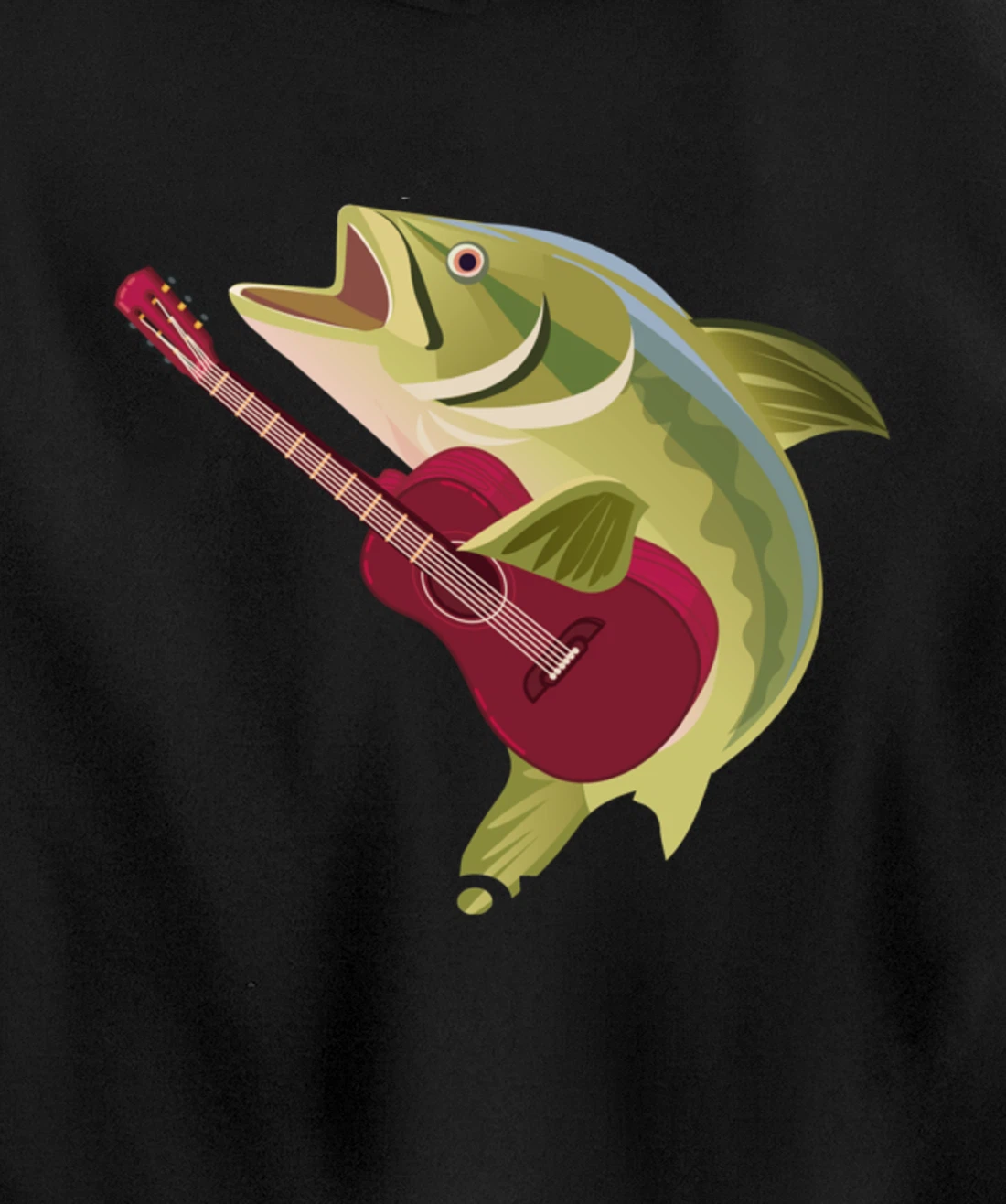 Fish Playing Acoustic Guitar Musical Fans Band Lover Pullover Hoodie