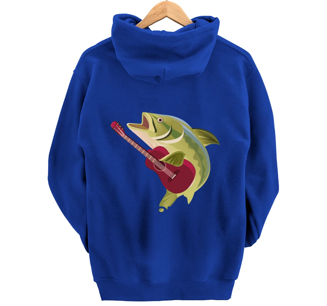 Fish Playing Acoustic Guitar Musical Fans Band Lover Pullover Hoodie