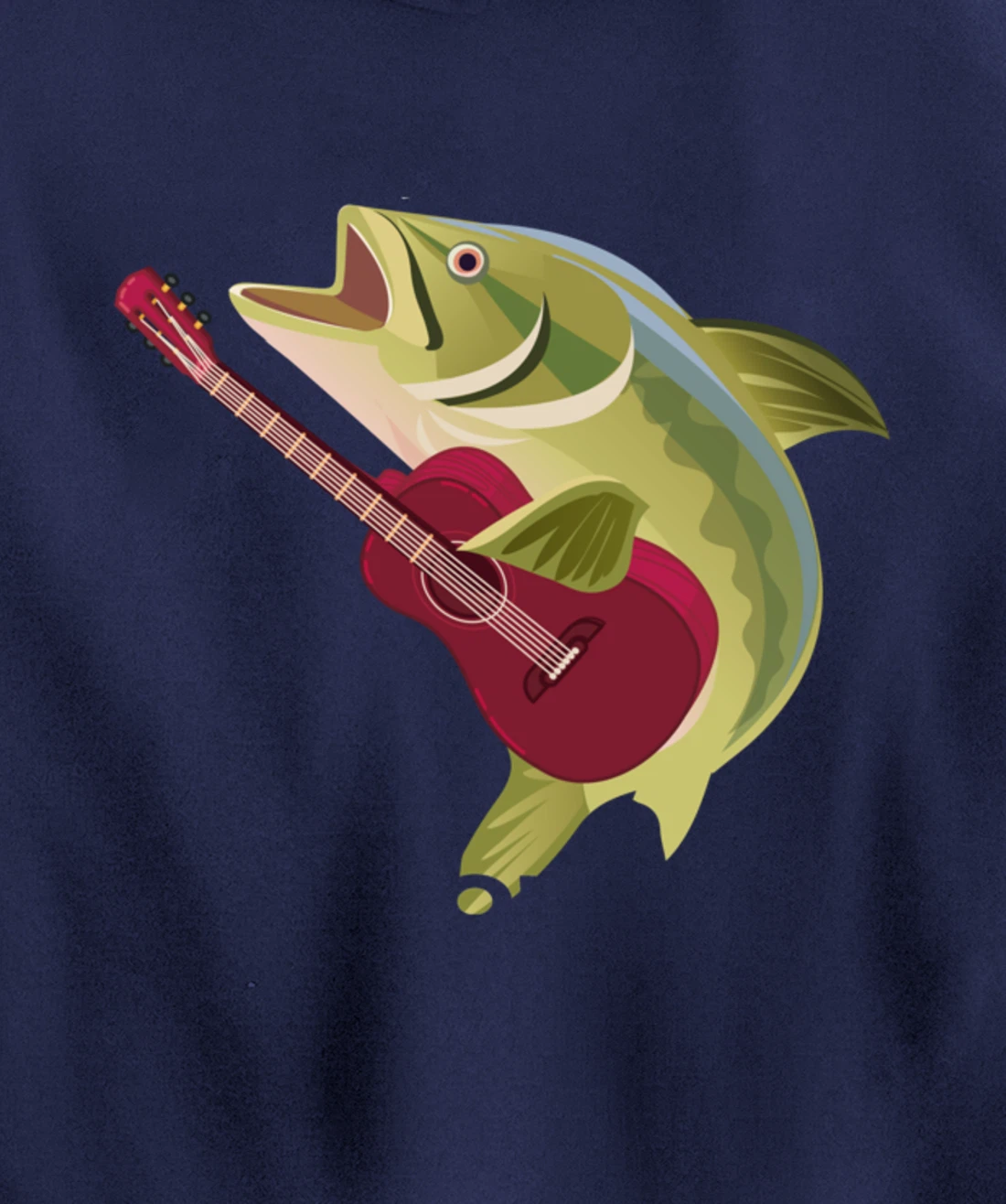 Fish Playing Acoustic Guitar Musical Fans Band Lover Pullover Hoodie