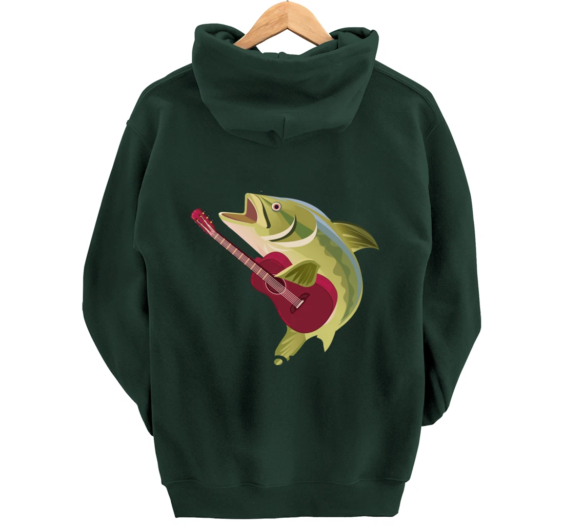Fish Playing Acoustic Guitar Musical Fans Band Lover Pullover Hoodie