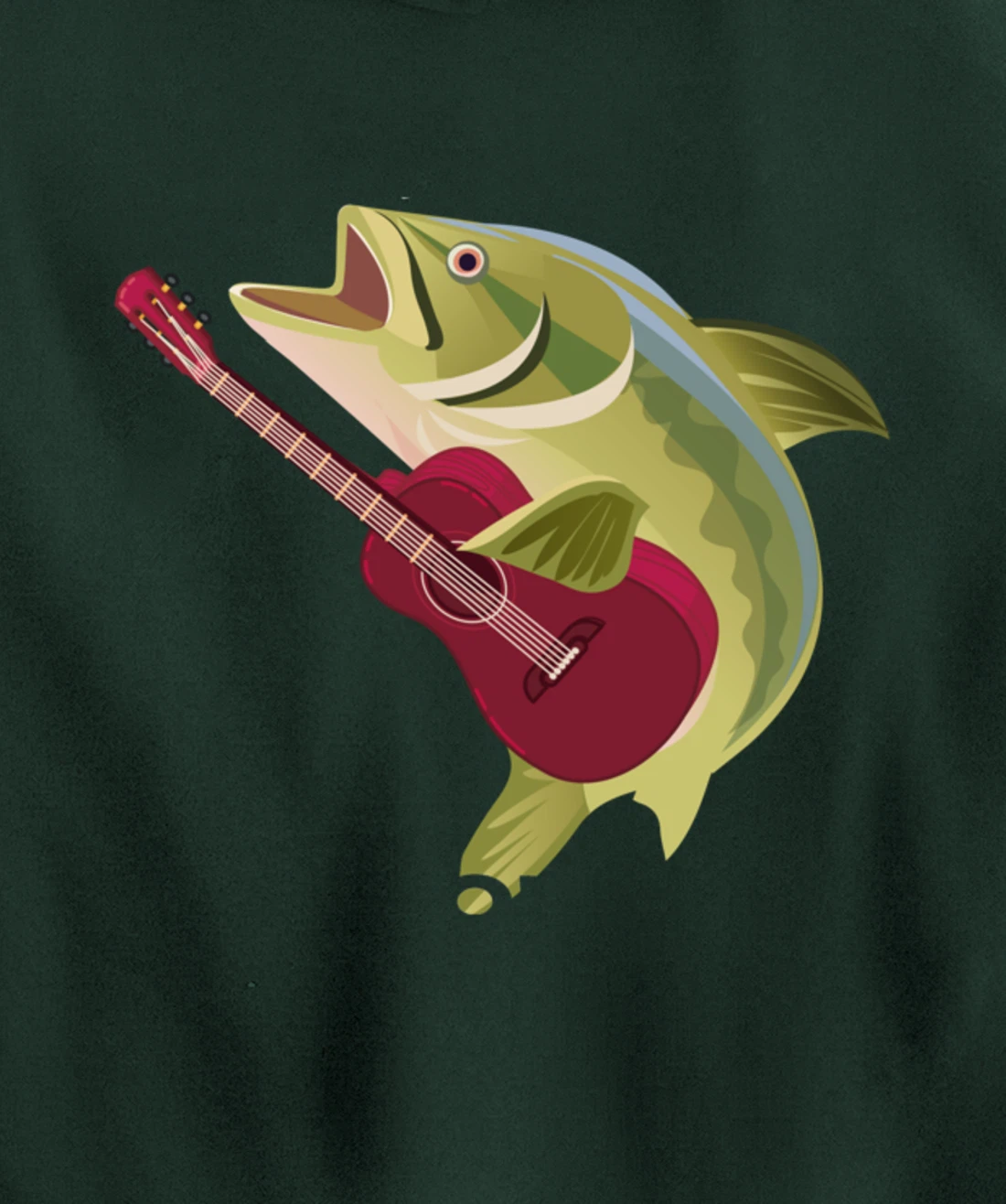Fish Playing Acoustic Guitar Musical Fans Band Lover Pullover Hoodie