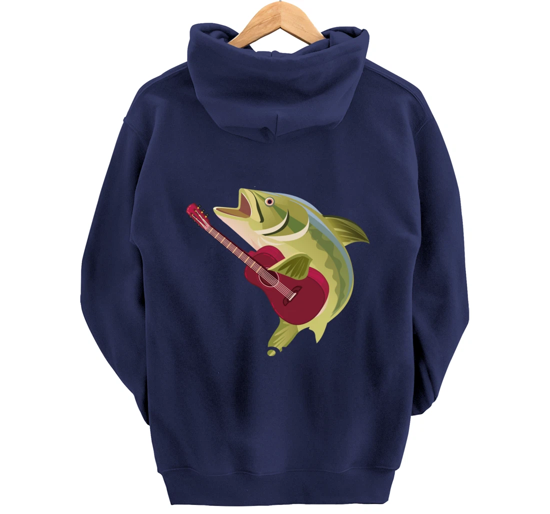 Fish Playing Acoustic Guitar Musical Fans Band Lover Pullover Hoodie