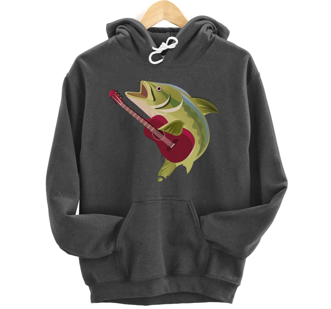 Fish Playing Acoustic Guitar Musical Fans Band Lover Pullover Hoodie