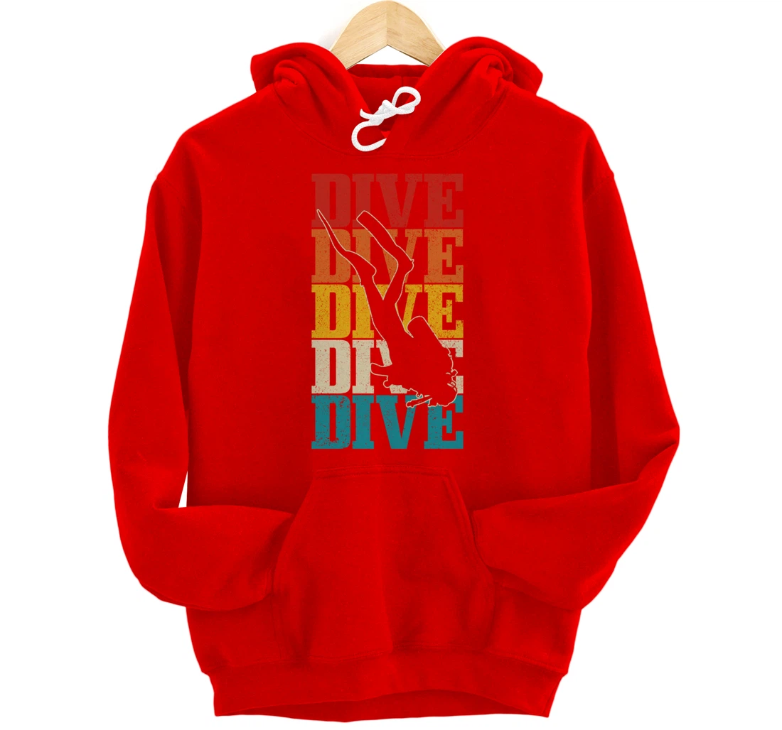 Scuba Diving Vintage Retro DIVE Scuba Diver Gift Pullover Hoodie