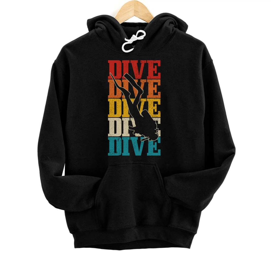 Scuba Diving Vintage Retro DIVE Scuba Diver Gift Pullover Hoodie