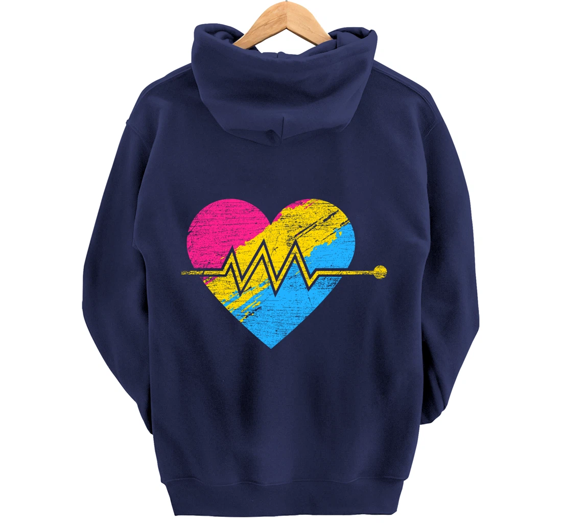 Heartbeat Pansexuality Pride Flag LGBTQ Pansexual Pullover Hoodie