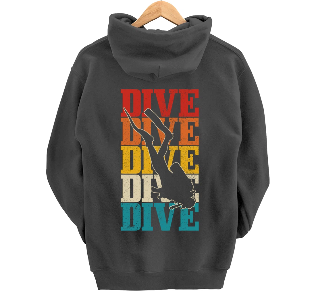 Scuba Diving Vintage Retro DIVE Scuba Diver Gift Pullover Hoodie