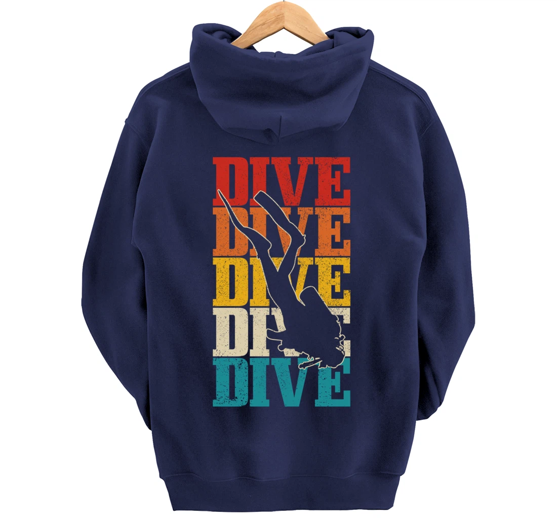 Scuba Diving Vintage Retro DIVE Scuba Diver Gift Pullover Hoodie