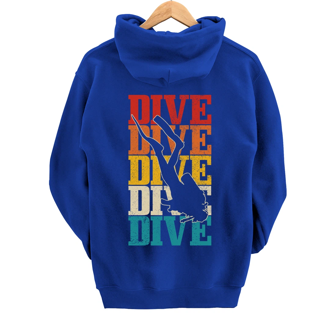 Scuba Diving Vintage Retro DIVE Scuba Diver Gift Pullover Hoodie